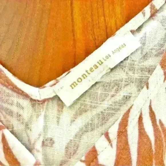 Monteau Los  Angeles Boho Tropical Pattern Sleeveless V Neck Wide Leg Romper - Picture 5 of 14